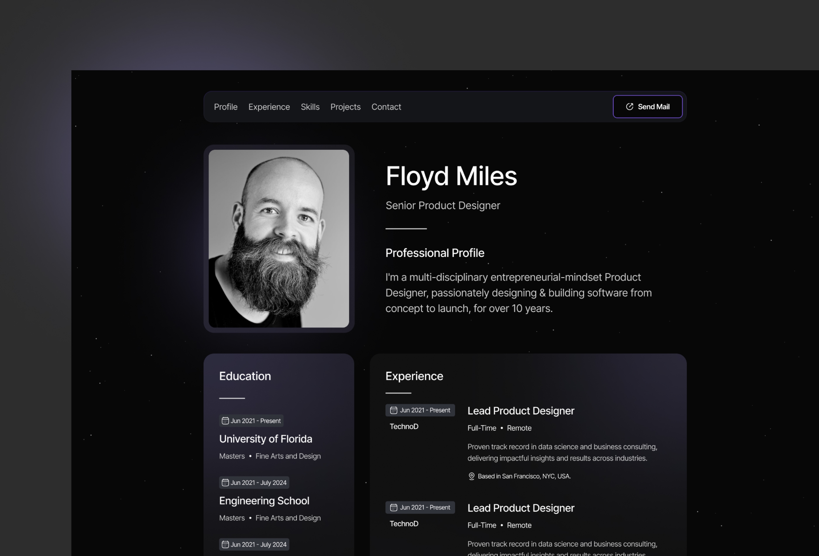 Screenshot 2 for CVMaster, a Framer Marketplace template by Framermind.
