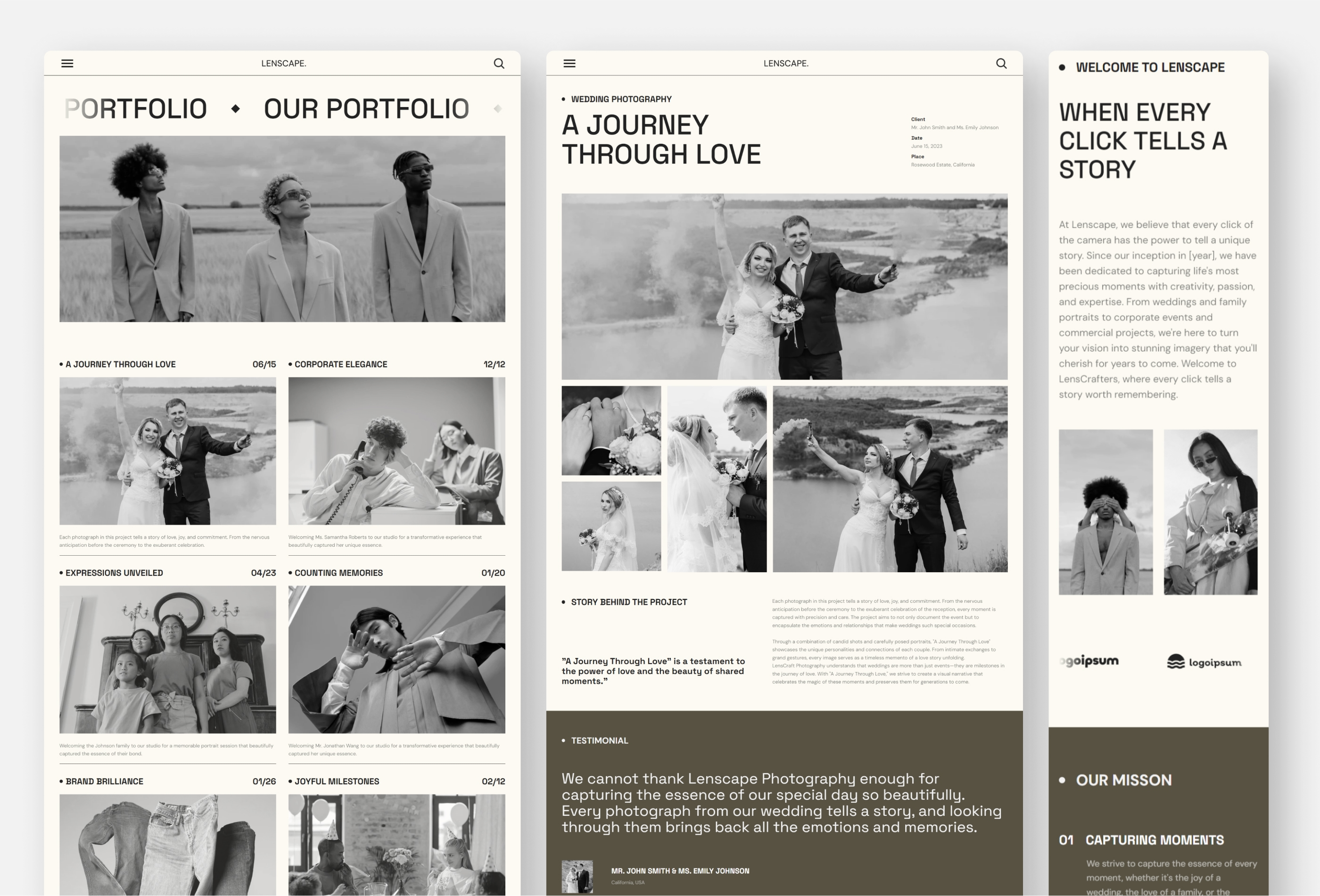 Screenshot 3 for Lenscape, a Framer Marketplace template by Tentana Studio.