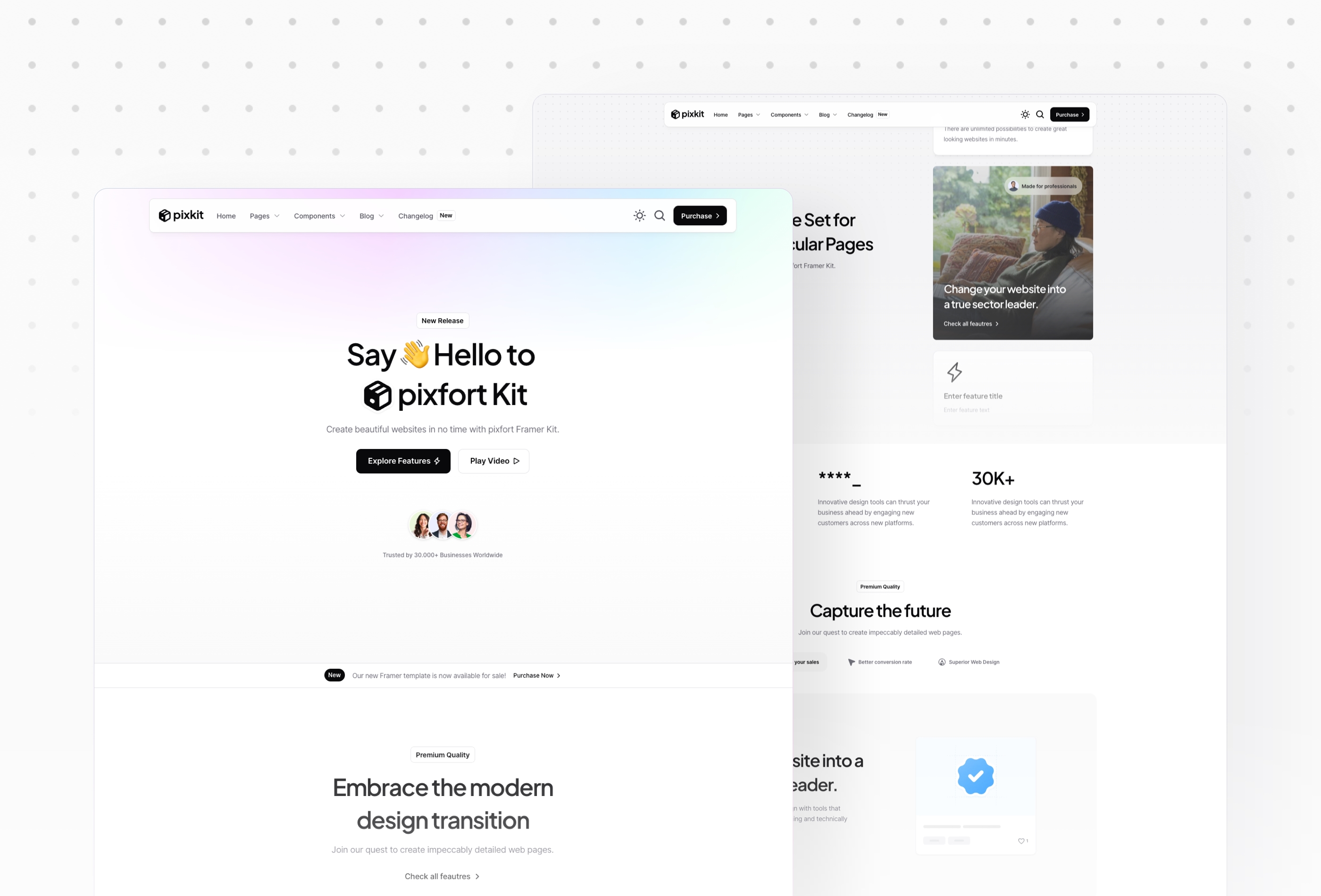 Screenshot 4 for Pixkit, a Framer Marketplace template by pixfort.