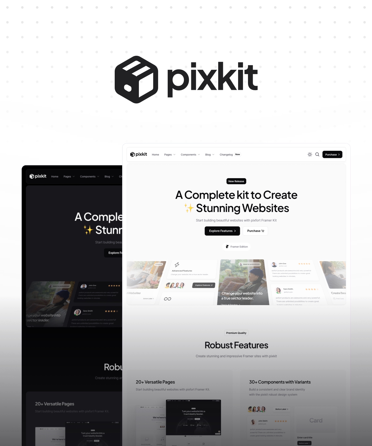 Screenshot 1 for Pixkit, a Framer Marketplace template by pixfort.