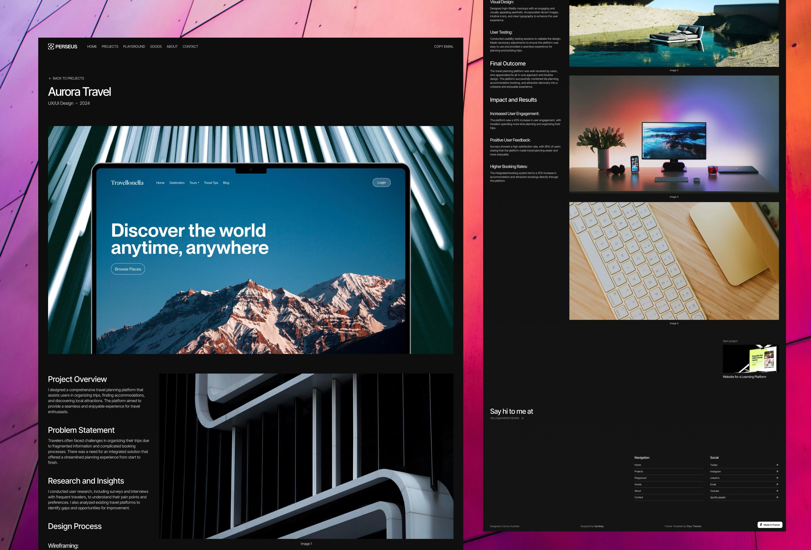 Screenshot 4 for Perseus, a Framer Marketplace template by Sandeep.