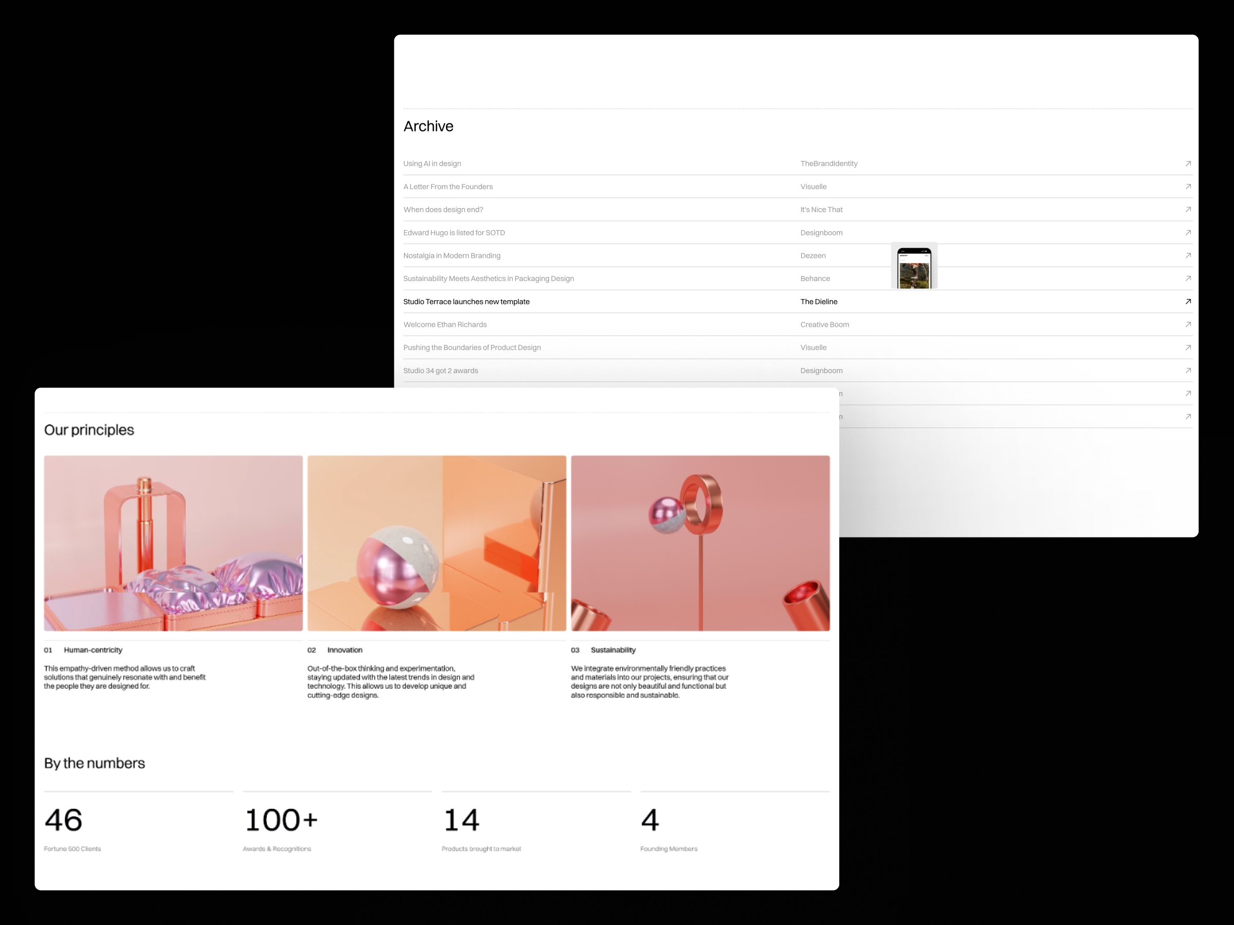 Screenshot 4 for Studio Terrace, a Framer Marketplace template by ena supply.