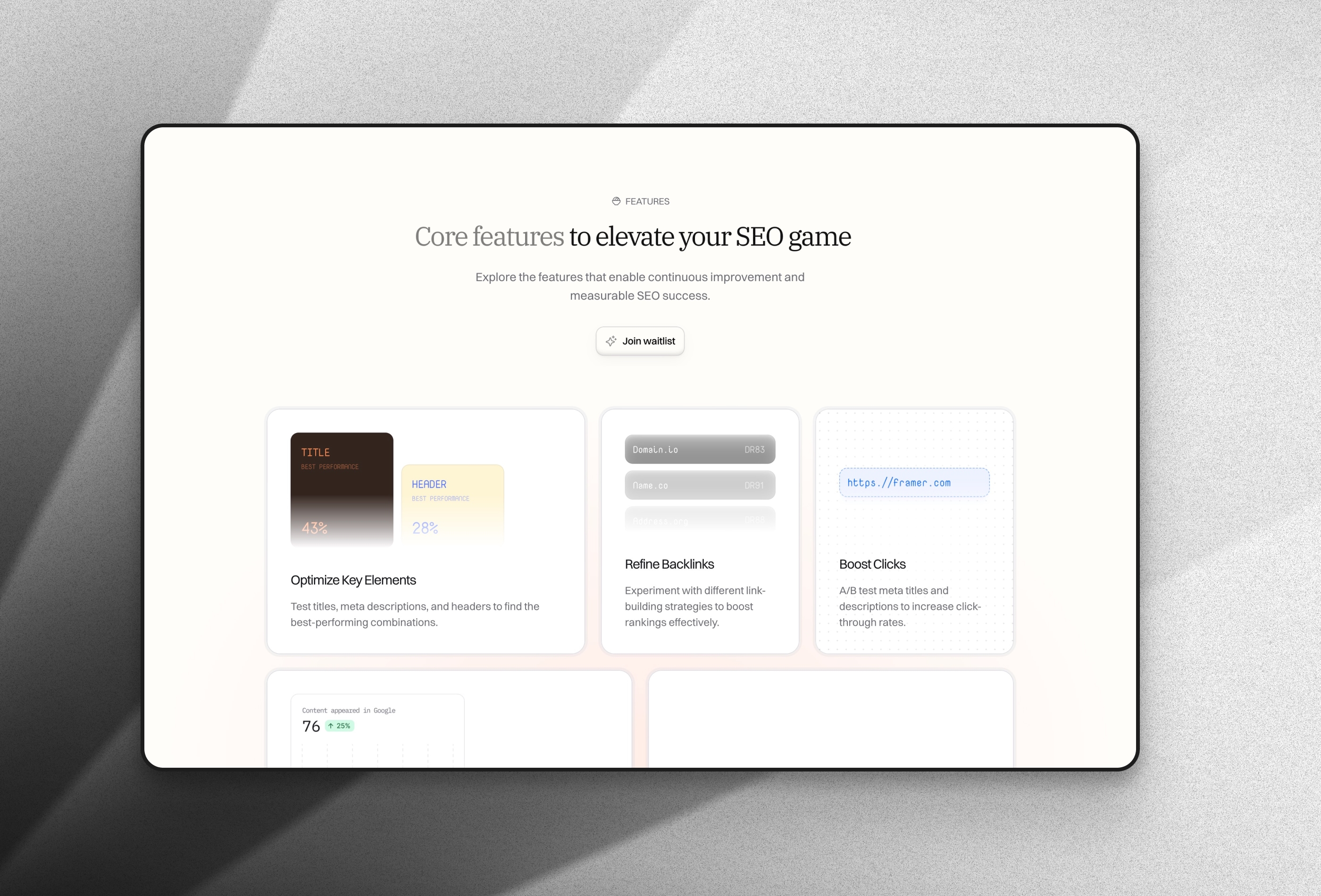 Screenshot 2 for Eau, a Framer Marketplace template by Akim.