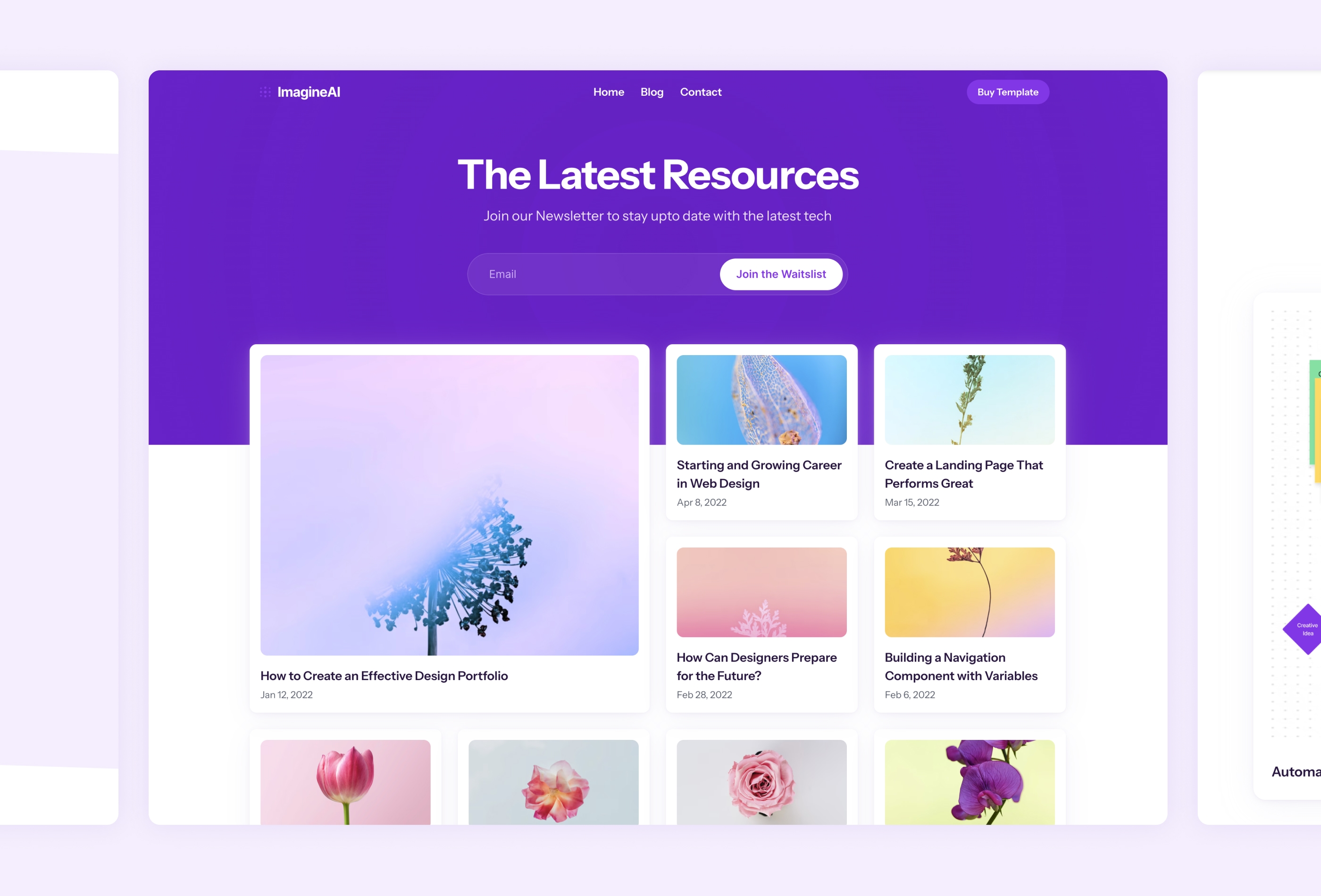 Screenshot 3 for ImagineAI, a Framer Marketplace template by Nabeel.