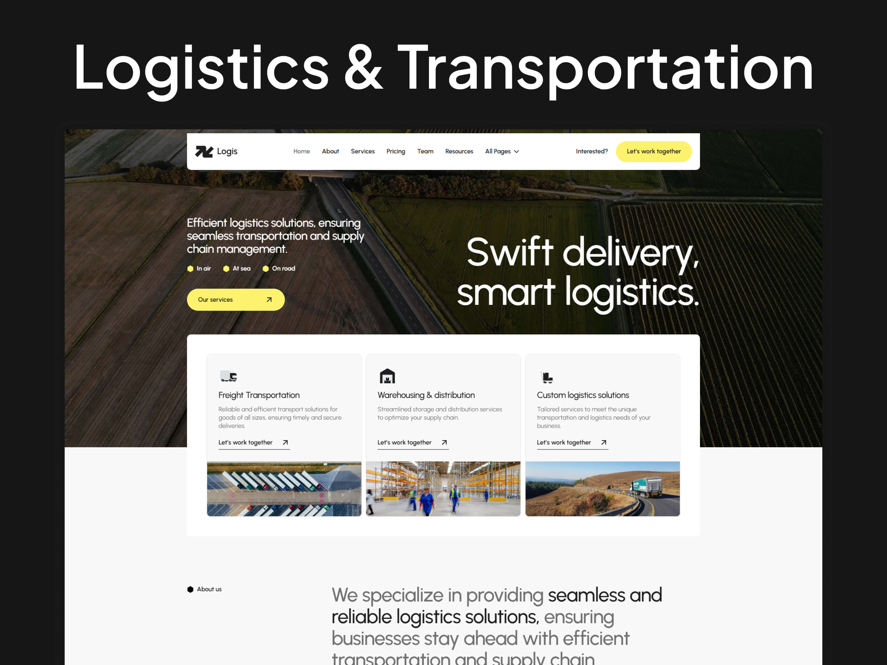 Screenshot 1 for Logis, a Framer Marketplace template by fourtwelve.